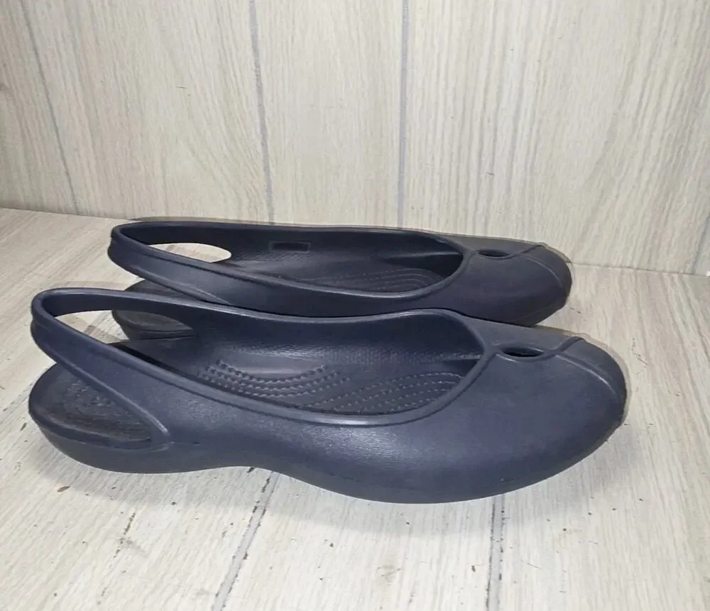 Crocs Women's Navy Blue Kaddie Ballet Flats Slip-on Shoes Size 10 Laser Cut